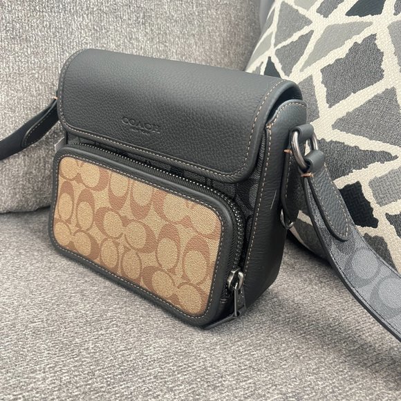 NWT Coach CC032 QBTUP Sullivan Flap Crossbody in Blocked Signature Canvas - Picture 6 of 15